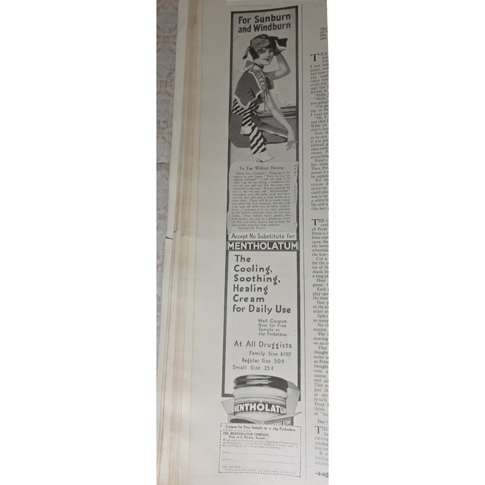 1916 Mentholatum Cooling Soothing Healing Cream Advertisement Print